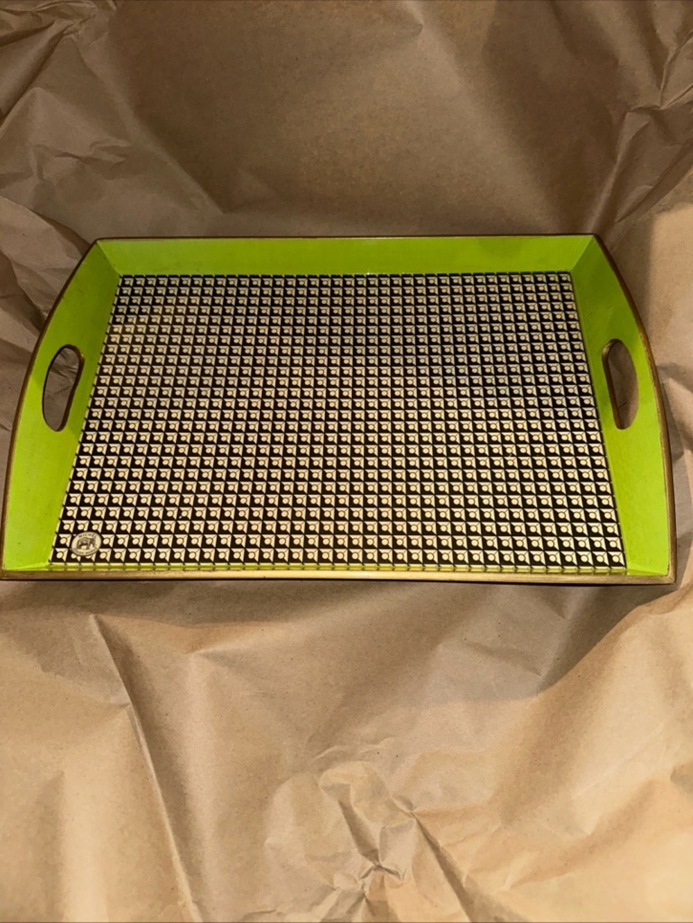 Michel Design Works Green/black/white/gold Lacquered Tray perfect for Christmas